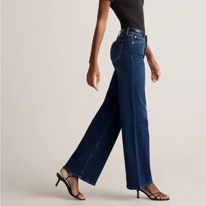 Quince Bella Stretch Wide-Leg Jeans EUC Midnight Blue Size 32 inseam 30/29